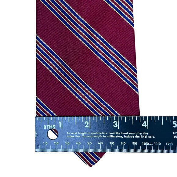 Vintage Brooks Brother Burgundy Striped Silk Tie Classic Design 58 Inches Long - Picture 7 of 7